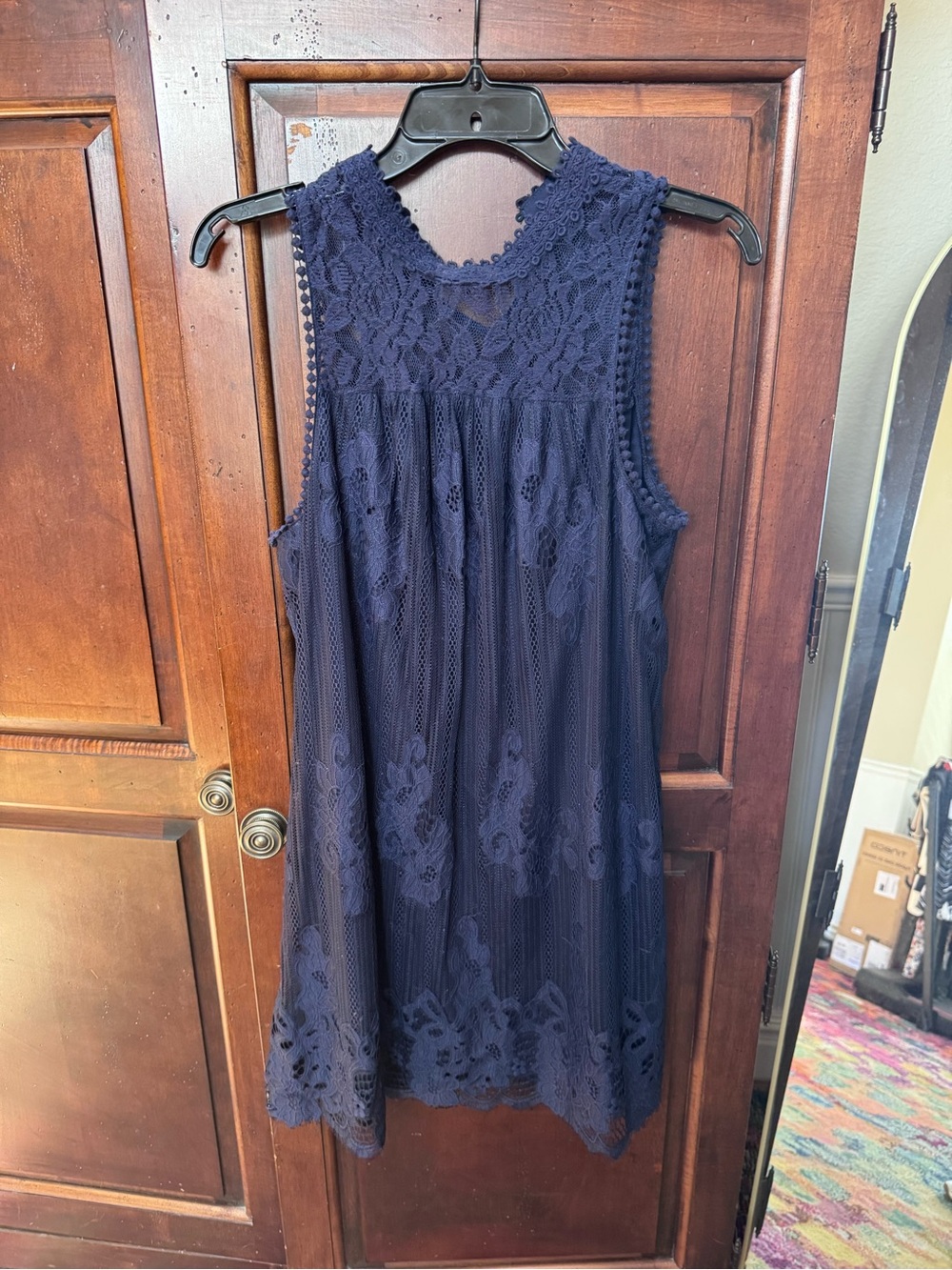 Skylar & Jade, Medium, Navy Lace Sleeveless A-Line Dress
